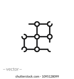 network technology icon, blockchain line sign - vector illustration eps10