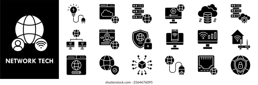 Network Technology icon collection set. Containing design tech, technology, digital, background, network