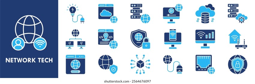 Network Technology icon collection set. Containing design tech, technology, digital, background, network