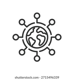 Icono de tecnología de red en diseño de línea. tecnología de red, conectividad global, sistema de red digital en Vector de fondo blanco. Icono de trazo editable de tecnología de red