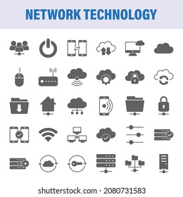 Network technology icon set. Flat design vector icon set.