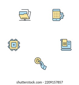 conjunto de iconos de tecnología de red. símbolo de paquete de tecnología de red vectores para web infográfica