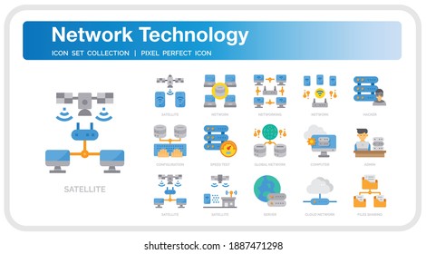 Network Technology Icons Set. UI Pixel Perfect Well-crafted Vector Thin Line Icons. The illustrations are a vector.