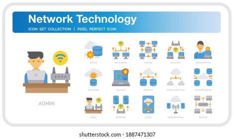 Network Technology Icons Set. UI Pixel Perfect Well-crafted Vector Thin Line Icons. The illustrations are a vector.