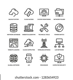 NETWORK TECHNOLOGY LINE ICON SET