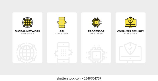 NETWORK TECHNOLOGY LINE ICON SET