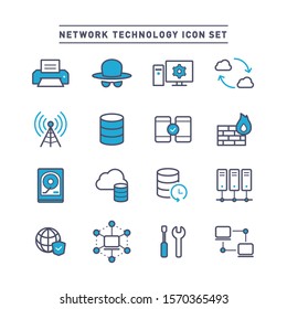 NETWORK TECHNOLOGY LINE ICON SET	
