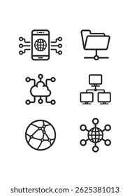 Network technology line icon stock illustration