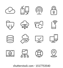 Network Technology - Line Icons Set