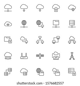 Network Technology Line Icons Set Cloud Stock Vector (Royalty Free