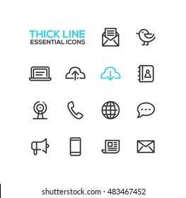 Network and technology symbols - set of modern vector thick line design icons and pictograms. 