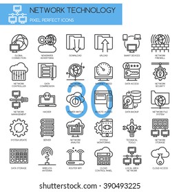 Network Technology  , Thin Line and Pixel Perfect Icons