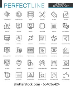 Network technology thin line web icons set. Big data outline stroke icons design.