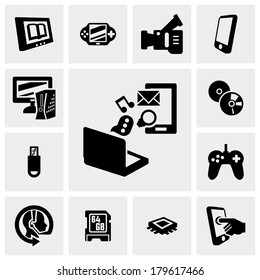 Network, Technology vector icons set on gray 