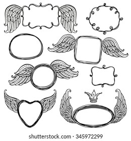 Network templates frames for text or photo. Angel wings.