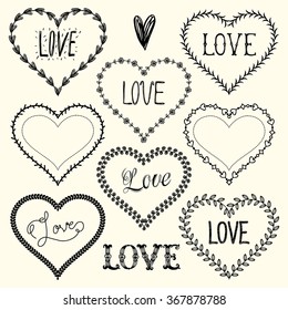 Network templates frames for text or photo. Hearts. Love