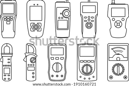 Network tester. Electric meter. Thin line icons