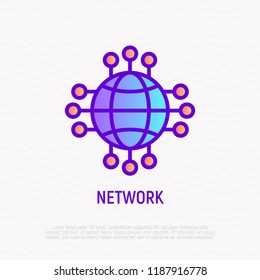 Network thin line icon: world connection. Modern vector illustration.