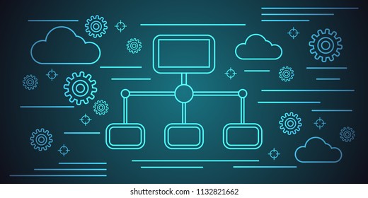 Network thin line style vector concept illustration