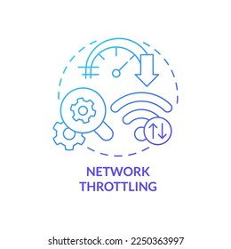 Network throttling blue gradient concept icon. Speed limiting. Mobile first design testing abstract idea thin line illustration. Isolated outline drawing. Myriad Pro-Bold font used