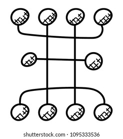 
Network topology, the arrangement of the various elements, links, nodes etc of a communication network 
