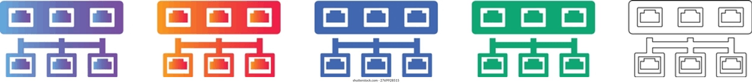 Network Topology Hub Icon Set vol 1470