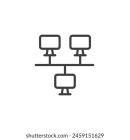 Network Topology line icon. linear style sign for mobile concept and web design. Computer network connection outline vector icon. Symbol, logo illustration. Vector graphics