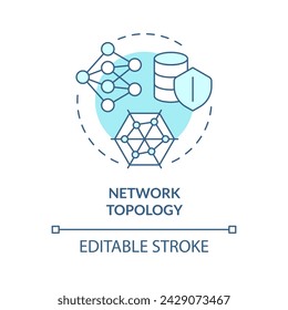 Network topology soft blue concept icon. System structure configuration. Data administration. Efficiency management. Round shape line illustration. Abstract idea. Graphic design. Easy to use