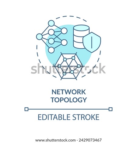 Network topology soft blue concept icon. System structure configuration. Data administration. Efficiency management. Round shape line illustration. Abstract idea. Graphic design. Easy to use