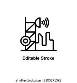 Network Tower Icon Designed In Outline Style In Editable Stroke For Telecommunication Icon Theme