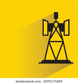 network tower icon with shadow on yellow background