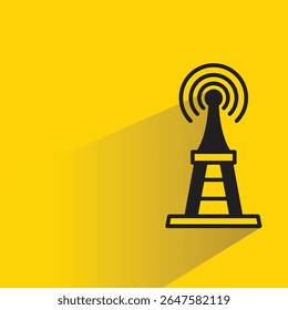 network tower icon with shadow on yellow background