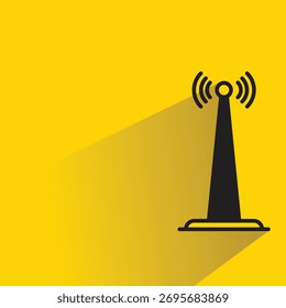 network tower icon with shadow on yellow background