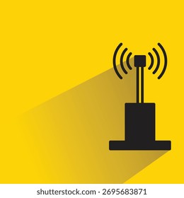 network tower icon with shadow on yellow background