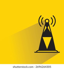 network tower icon with shadow on yellow background
