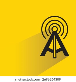 network tower icon with shadow on yellow background