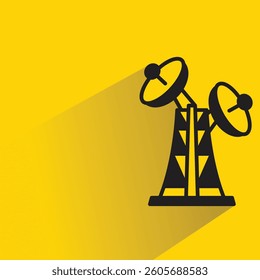network tower icon with shadow yellow background