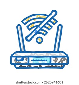 network troubles repair computer doodle icon sketch vector. network troubles repair computer sign. isolated symbol illustration