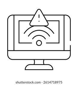 network troubles repair computer line icon vector. network troubles repair computer sign. isolated contour symbol black illustration