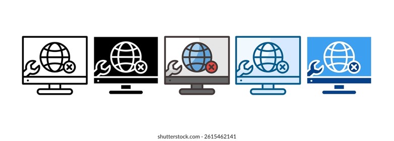 Network Troubleshooting Icon Set Multiple Style Collection