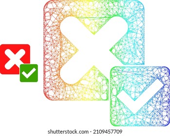 Ilustración de canal negativa verdadera de red con gradiente de espectro. Colorida red de canales verdadero icono negativo. Malla plana creada a partir de un icono negativo verdadero y líneas de cruce.