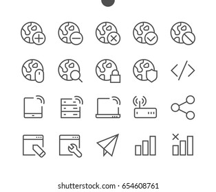 Network UI Pixel Perfect Gut gestaltete Vector Thin Line Icons 48x48 Bereit für 24x24 Raster mit bearbeitbarem Stroke. Teil 2-5