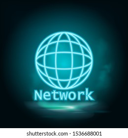 Network vector blue neon icon