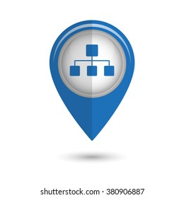 Network - vector icon;  blue map pointer