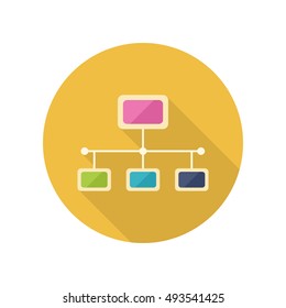 Network vector icon in flat style. Internet communication structure. Illustration for application button pictograms, infogpaphics elements, logo, web page design. Isolated on white background