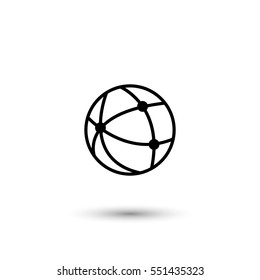 Network vector icon with round  shadow
