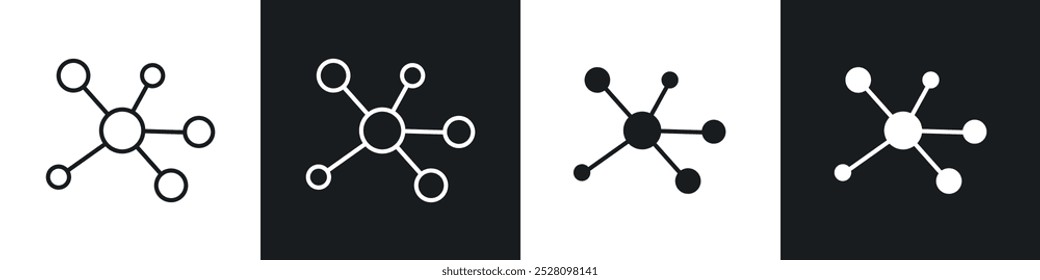 Conjunto de iconos de Vector de red en blanco y negro