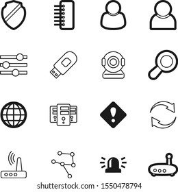 network vector icon set such as: loop, beacon, wave, hub, ambulance, account, alarm, audio, refresh, sphere, head, firewall, map, privacy, travel, group, spin, magnifying, protection, view