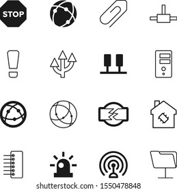 network vector icon set such as: paper, error, siren, block, plug, supplies, electricity, folders, net, wire, hardware, education, ball, route, color, orbit, stop, backup, roundabout, house, light