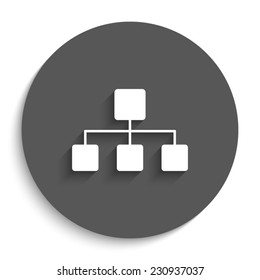 Network  - vector icon with shadow on a round grey button